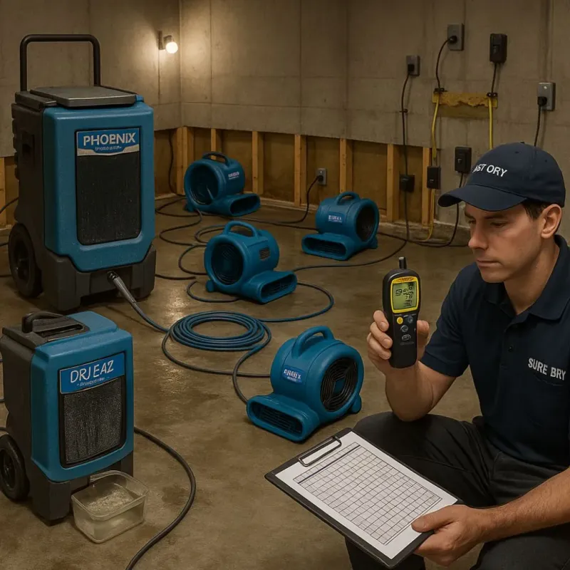 Structural Drying and Dehumidification process in Globe, AZ
